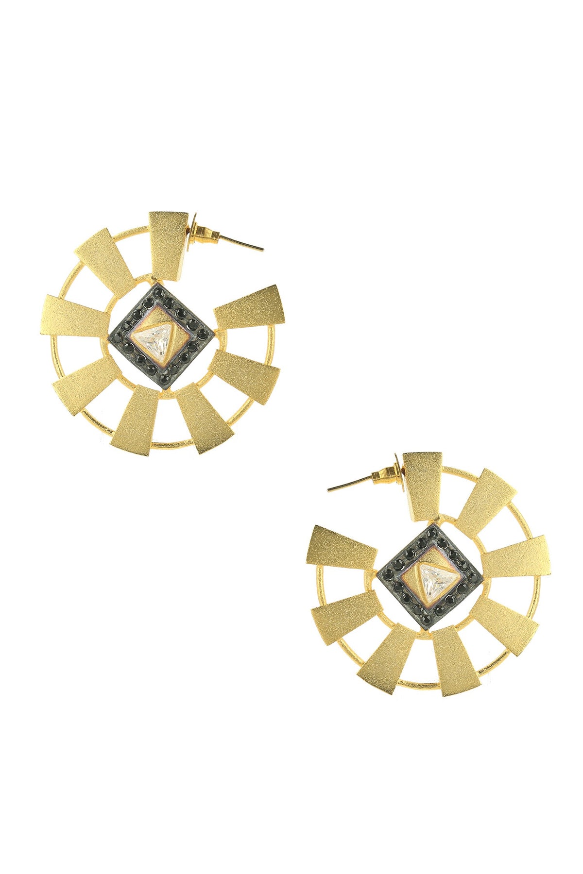 Pentagon Embellished Hoop Earrings 