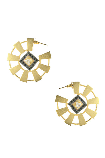 Pentagon Embellished Hoop Earrings 