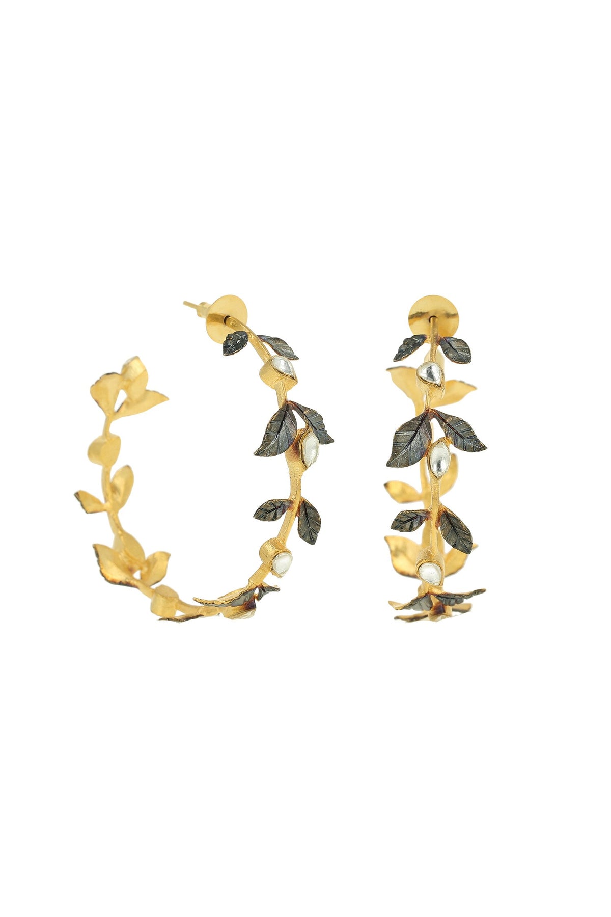 Leaf Embellished Hoops 