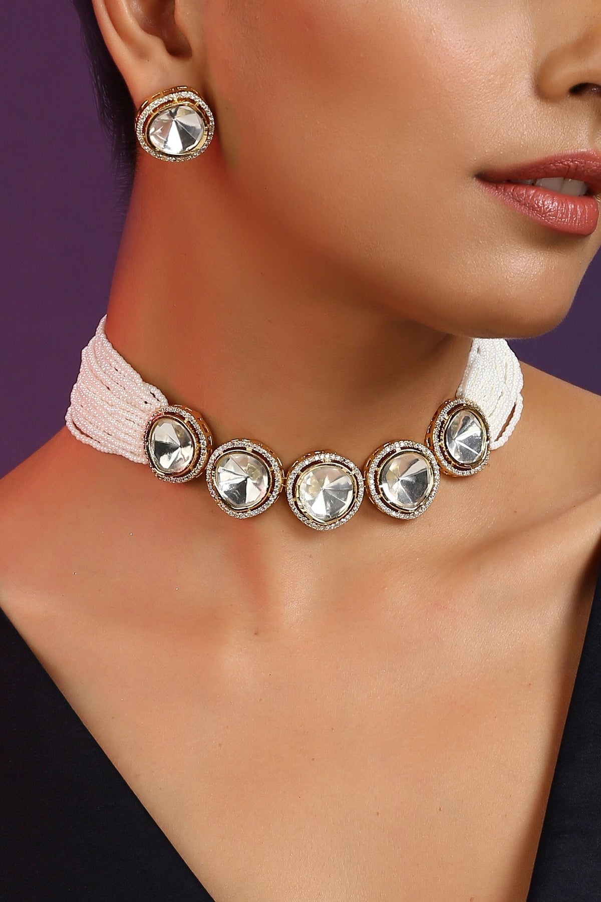 Polki & Pearl Embellished Choker Set 