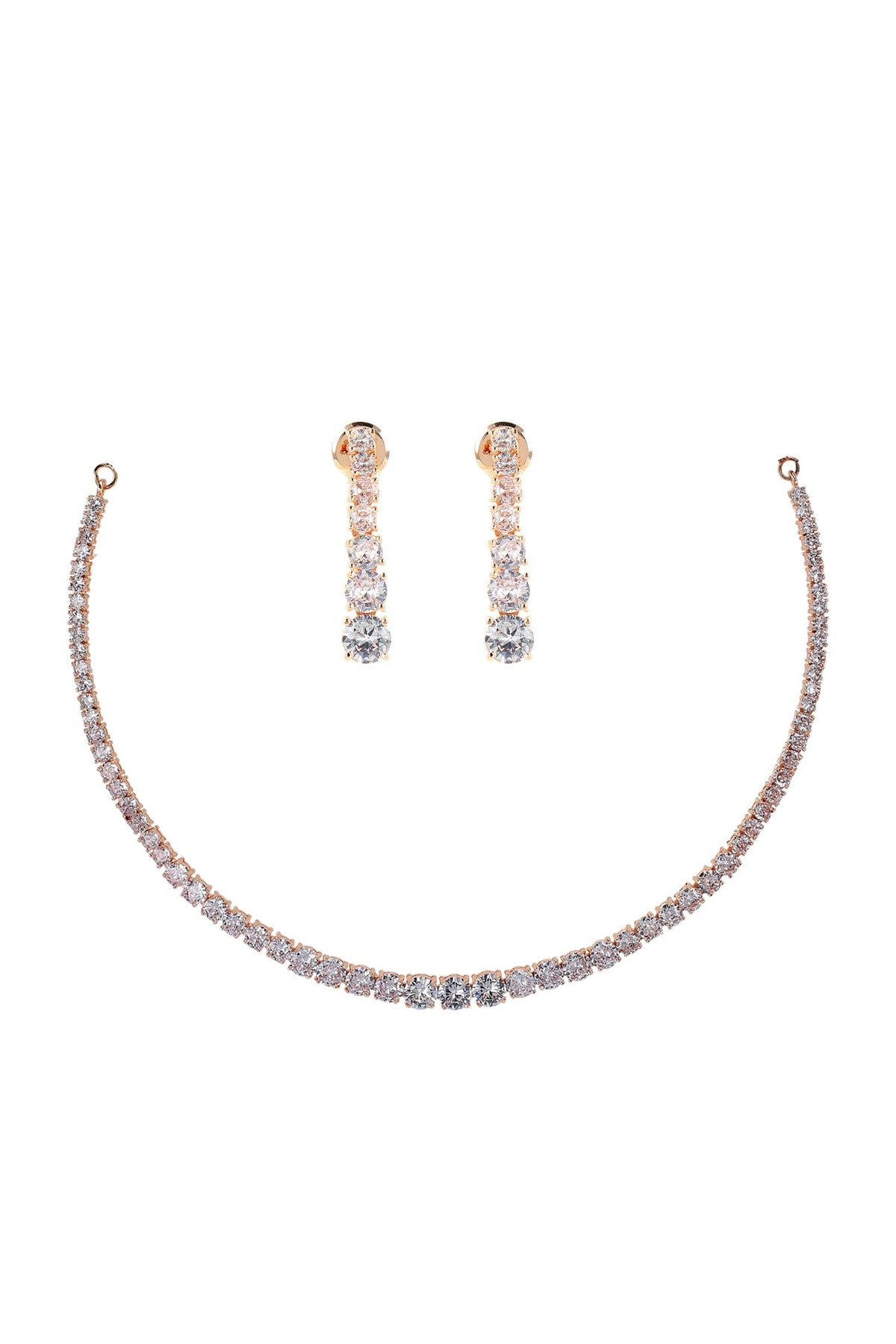 Cubic Zirconia Studded Necklace Set 