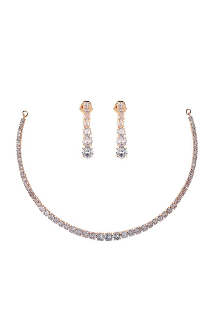 Cubic Zirconia Studded Necklace Set 