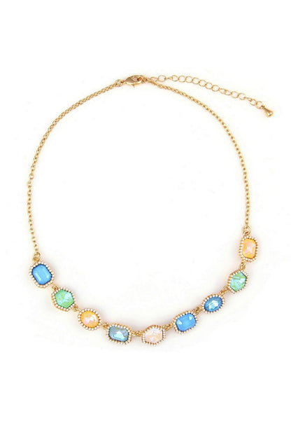 Geometric Crystal Stone Embellished Necklace 