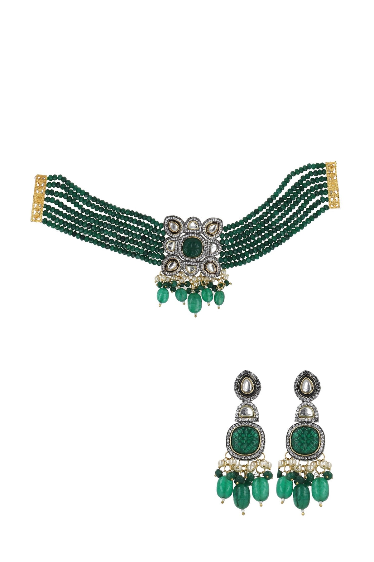 Layered Onyx Stone Necklace Set 
