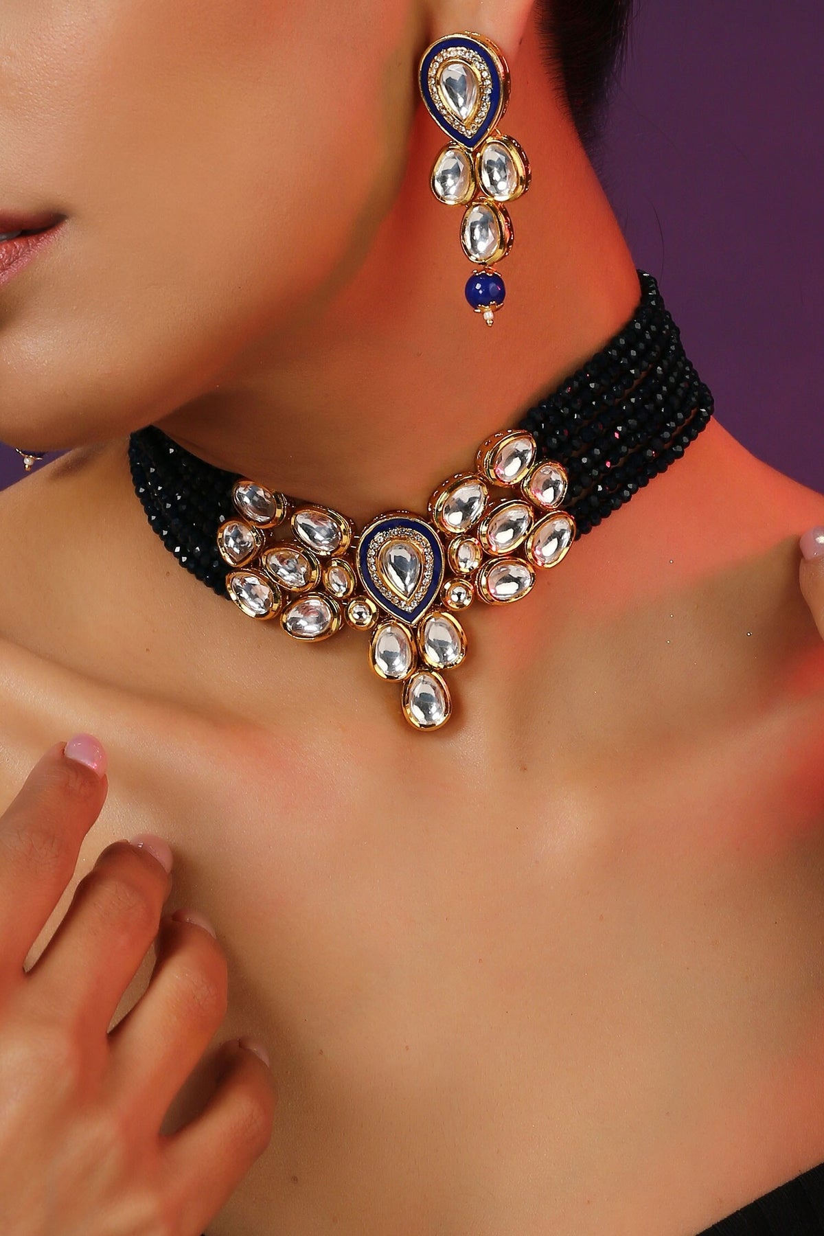 Kundan Studded Layered Necklace Set 