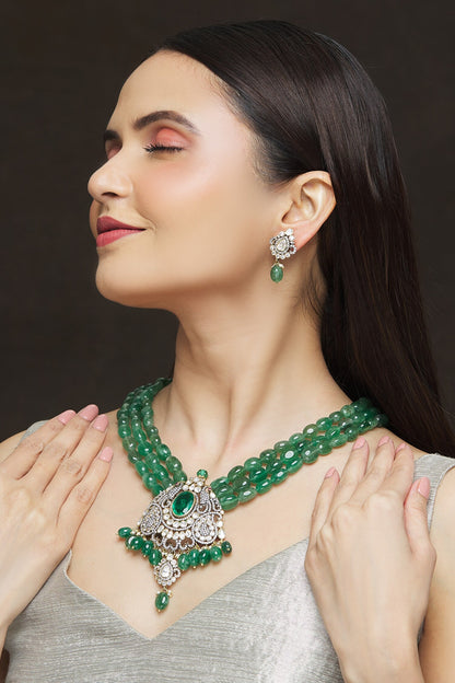 Polki Embellished Pendant Necklace Set 