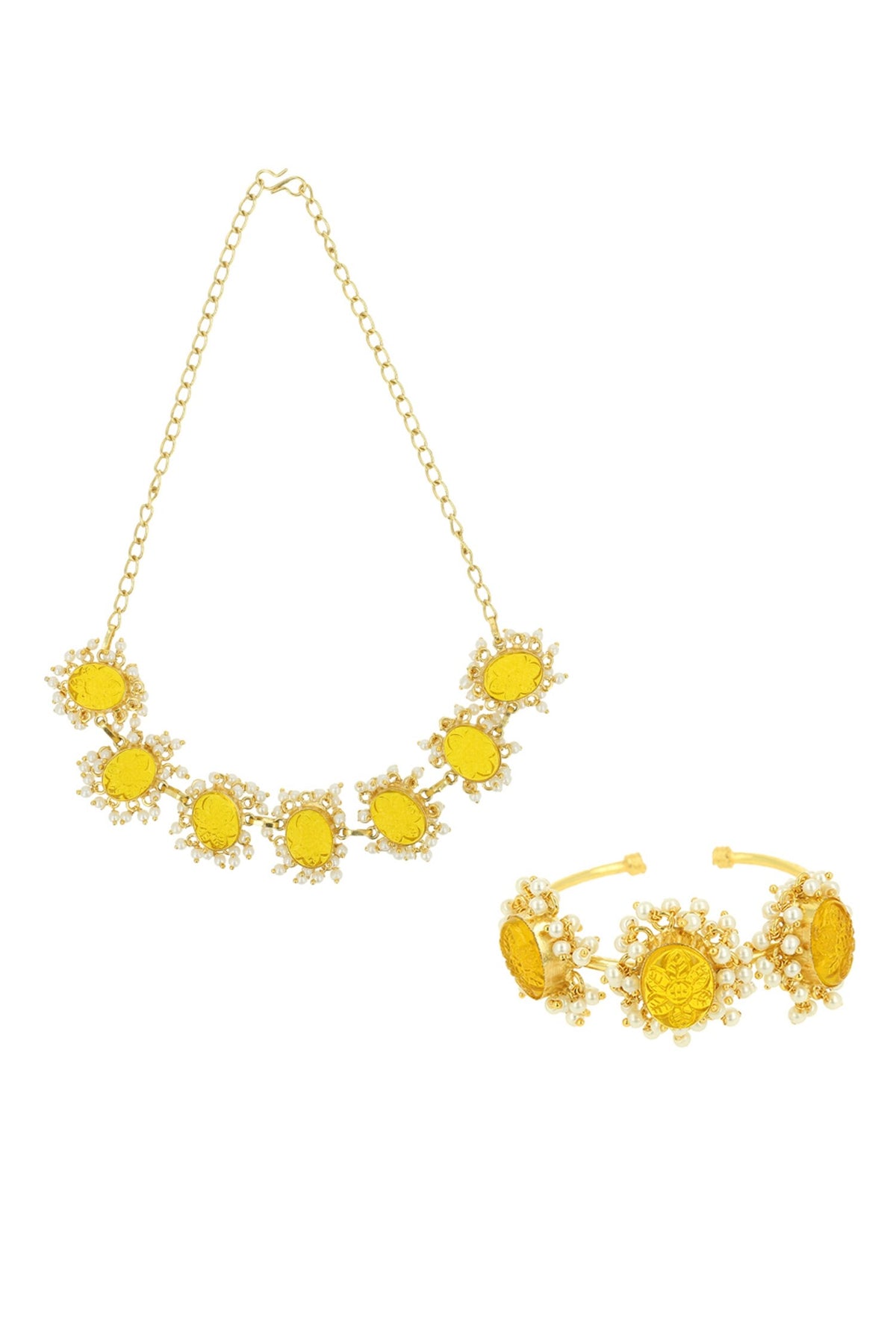 Stone Embellished Necklace With Cuff 