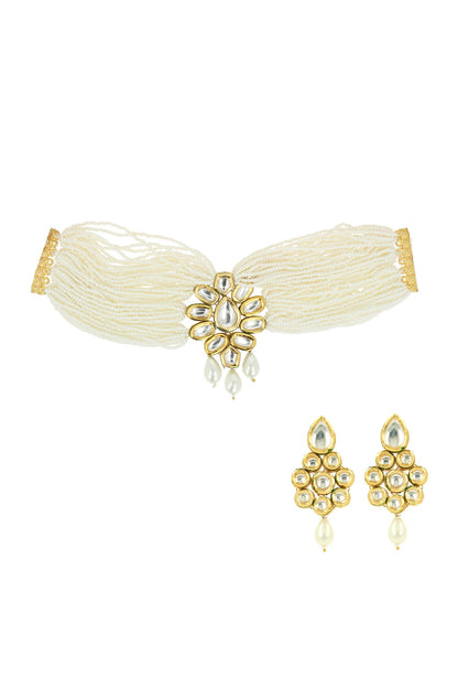 Floral Kundan Beaded Choker Set 