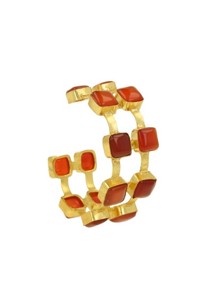 Gold Double Layered Onyx Stone Hand Cuff 