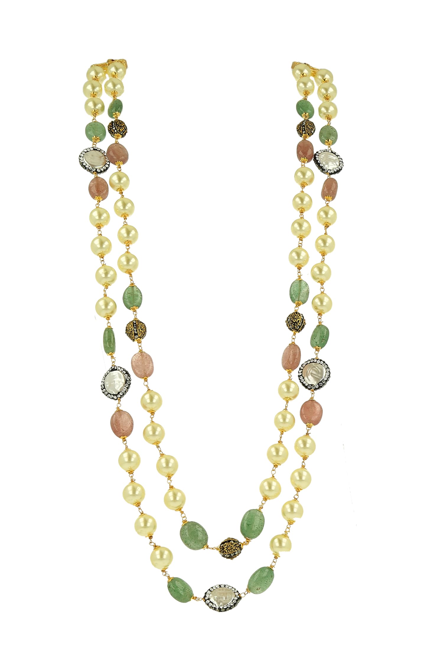Double Layered Shell Pearl Necklace 