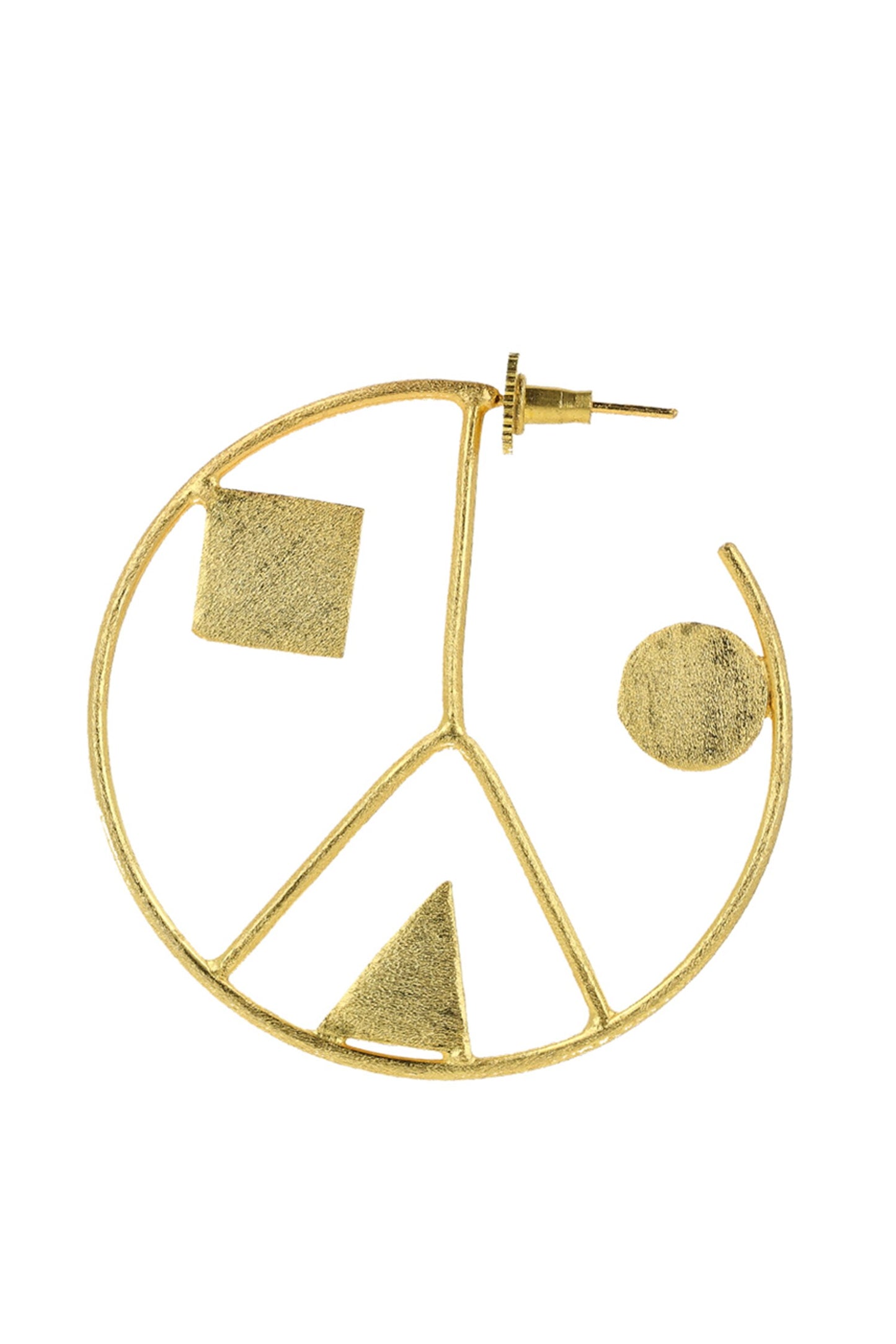 Geometric Cut Work Hoop Earrings 