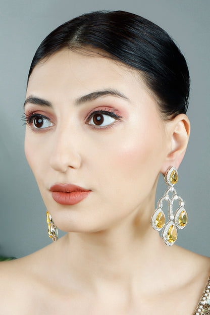 Zircon Embellished Dangler Earrings 