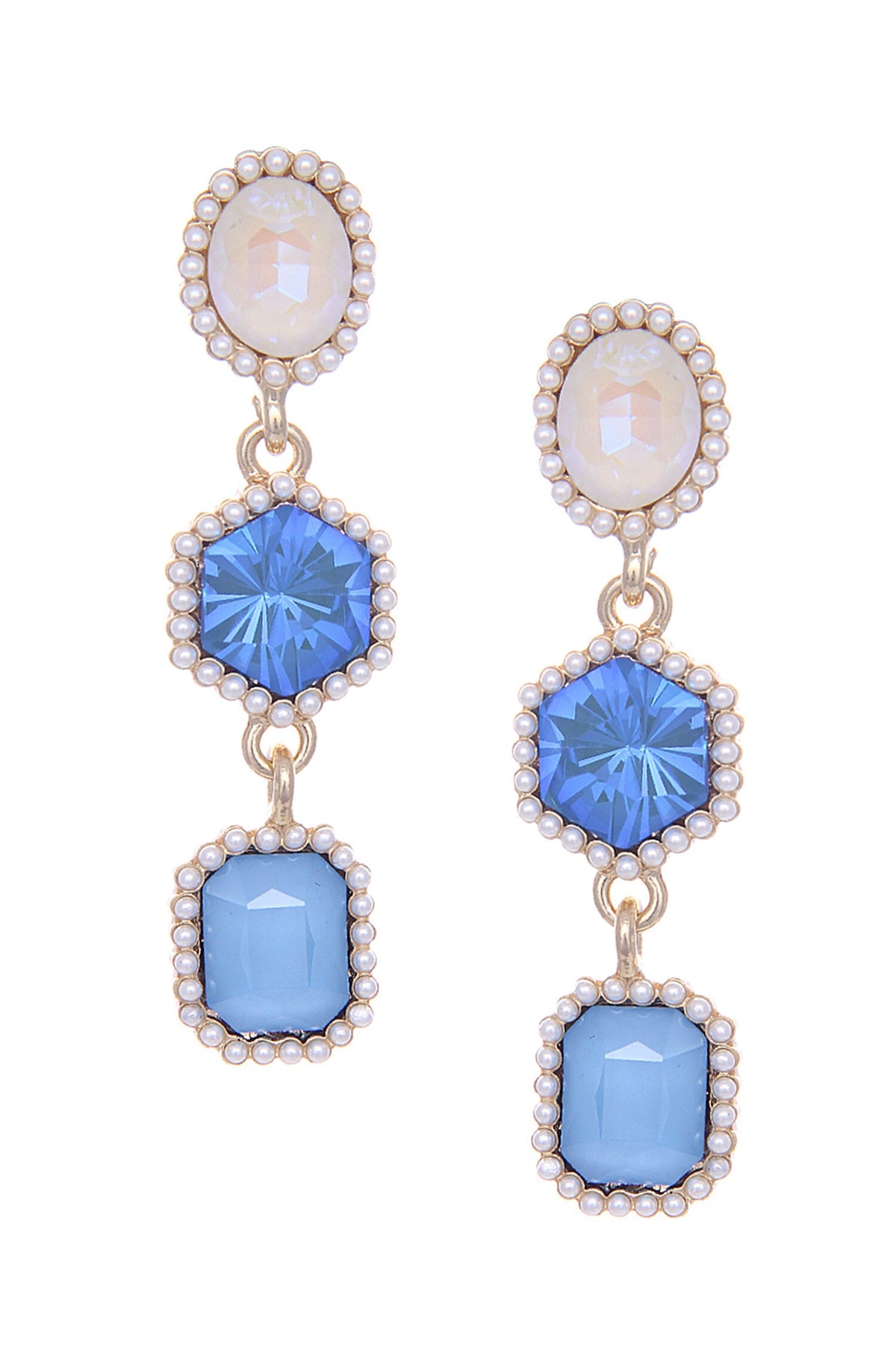 Geometric Shape Stone Embellished Earrings 