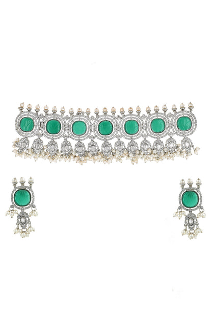 Kundan Stone Embellished Choker Set 