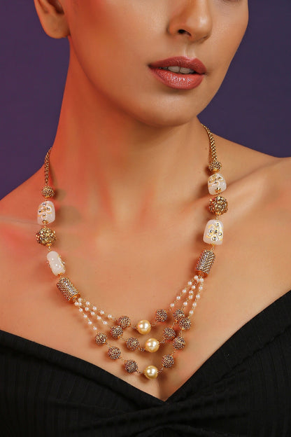 Pearl Embellished Layered Necklace 