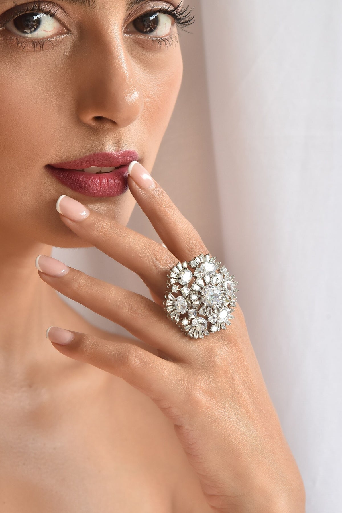 Floral Zirconia Solitaire Ring 