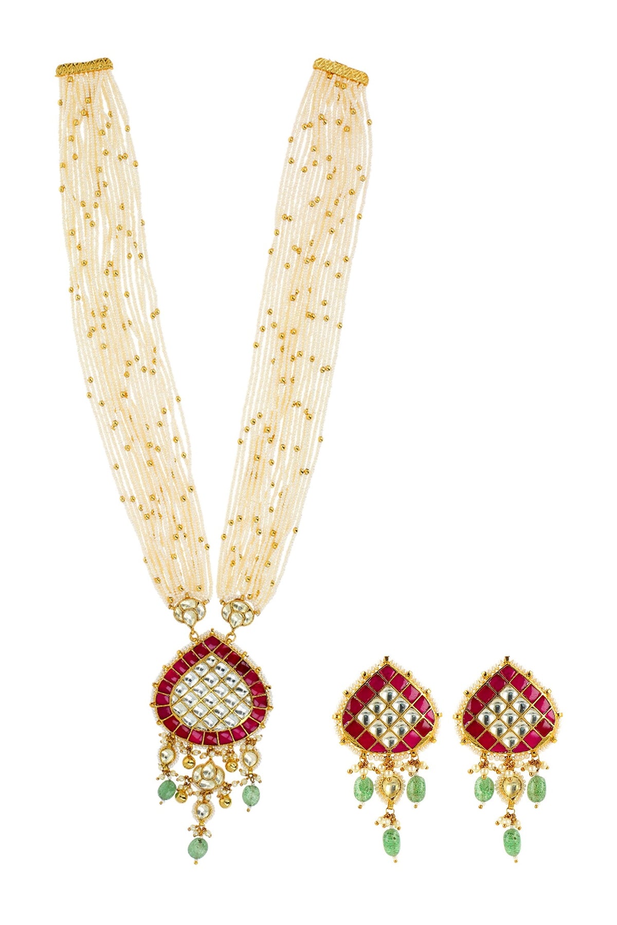 Kundan Stone Embellished Necklace set 
