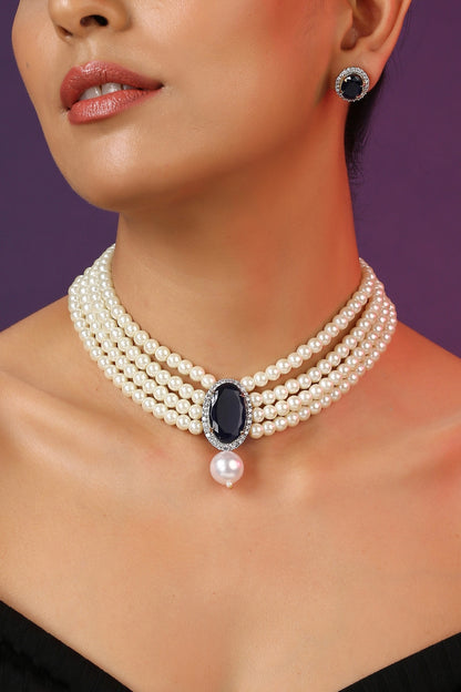 Pearl Embellished Necklace Set 