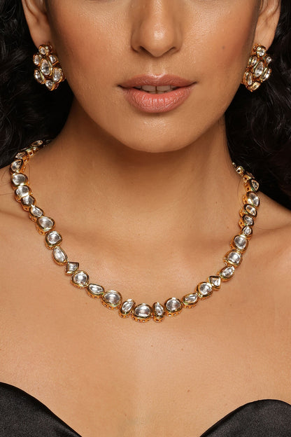 Geometric Kundan Embellished Necklace Set 