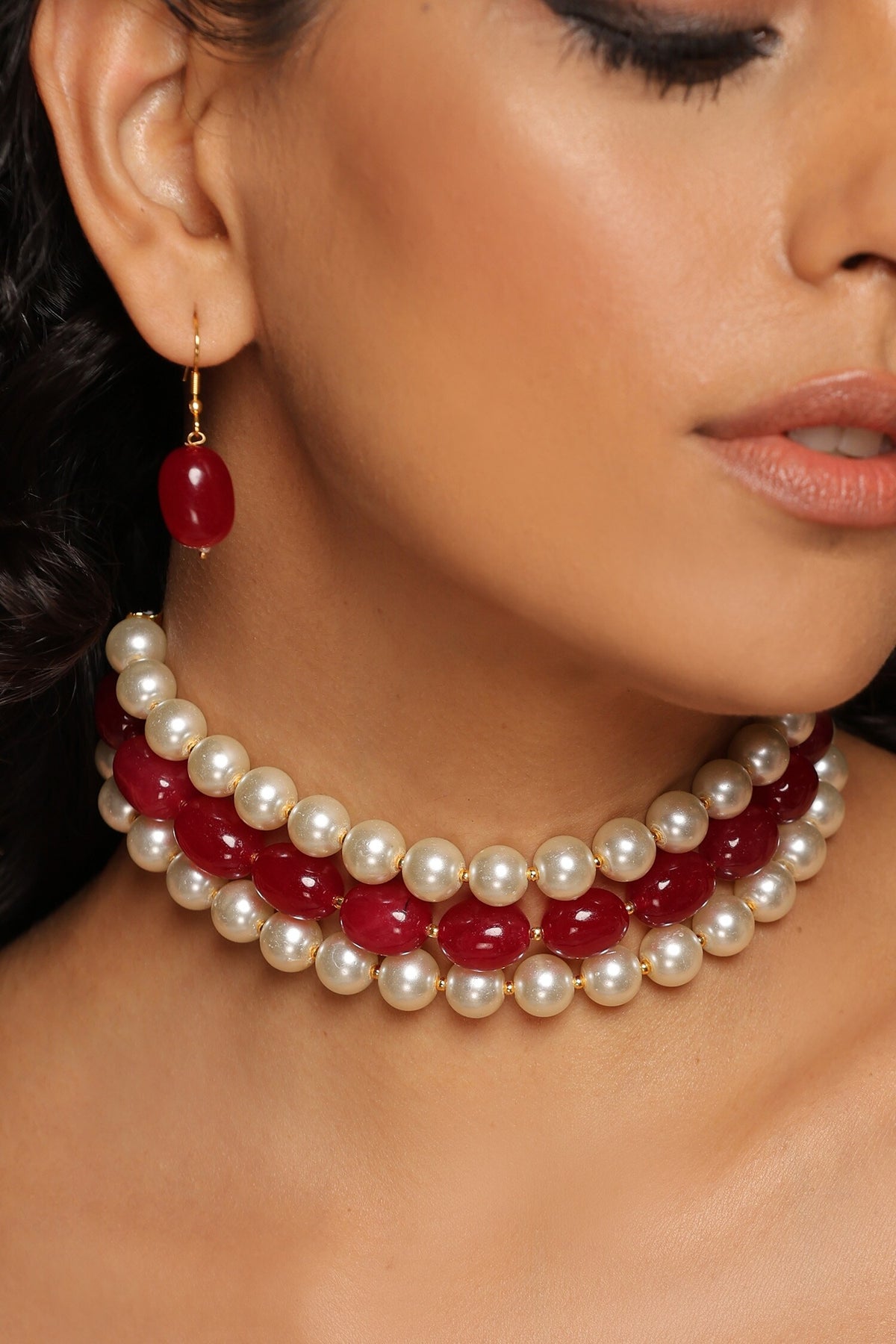 Stone Embellished Choker Necklace Set 