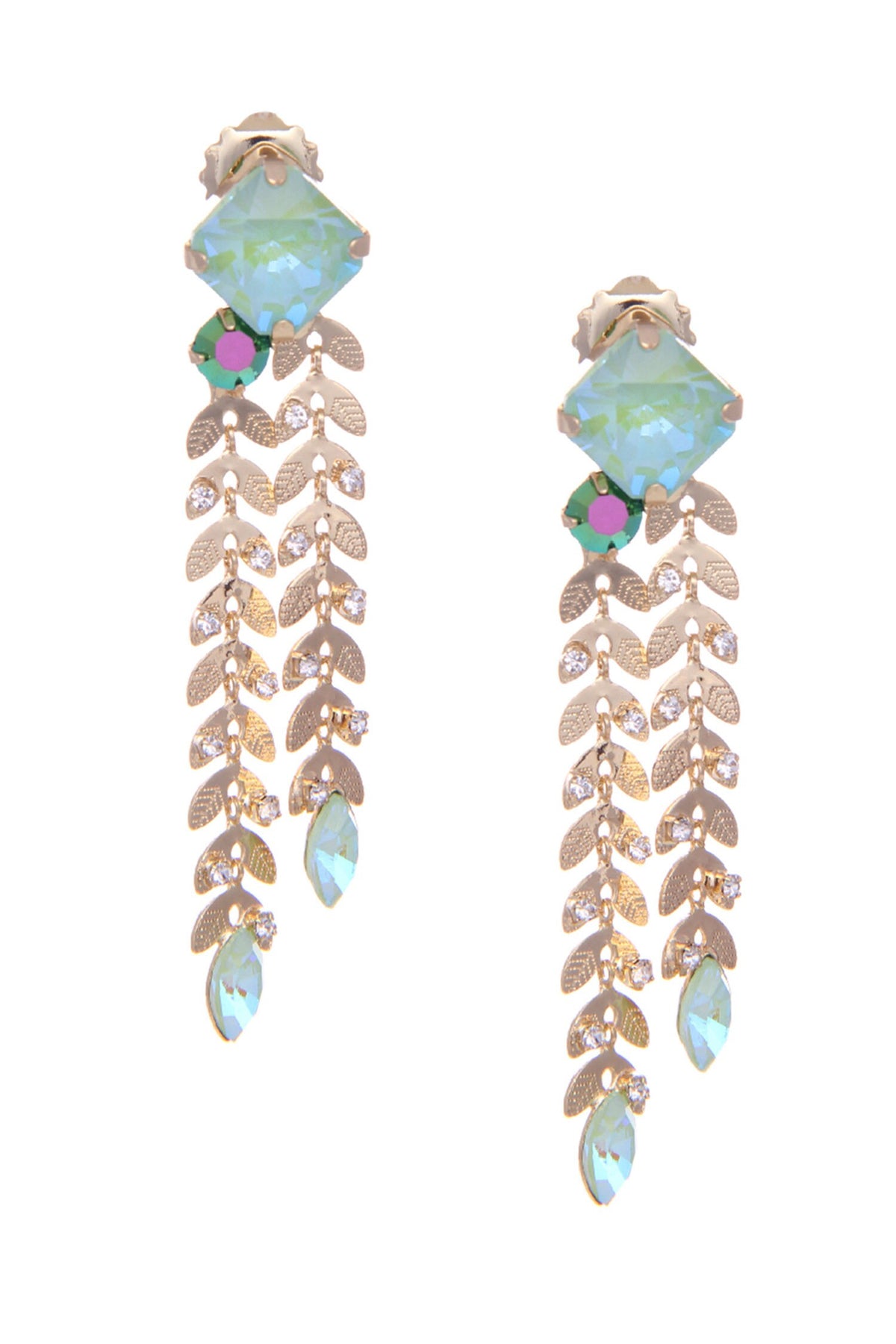 Tiered Carved Leaves Dangler Earrings 