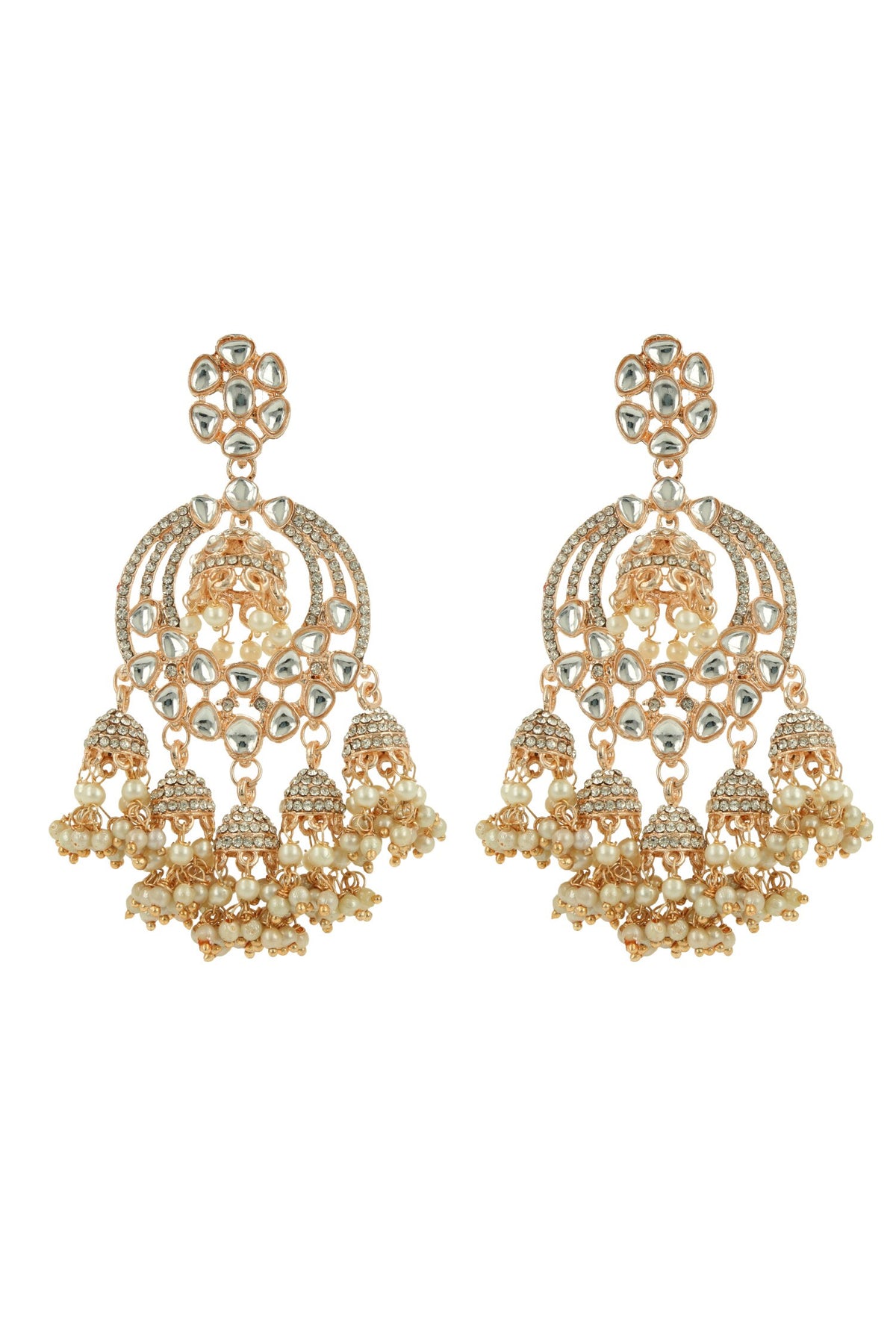 Kundan & American Diamond Pearl Jhumki Earring 