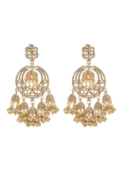 Kundan & American Diamond Pearl Jhumki Earring 