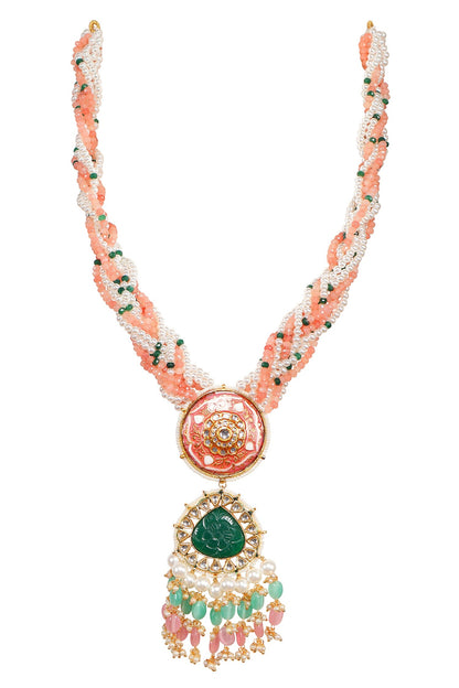 Stone Embellished Pendant Necklace Set 