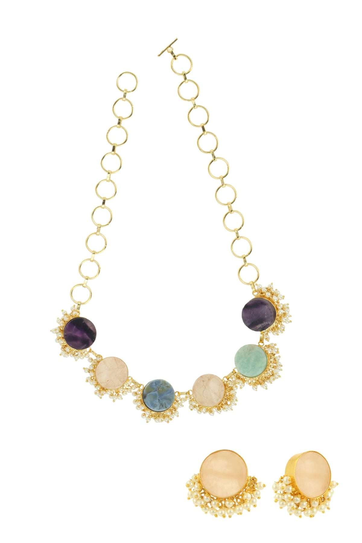 Multi Color Stone Embellished Necklace Set 