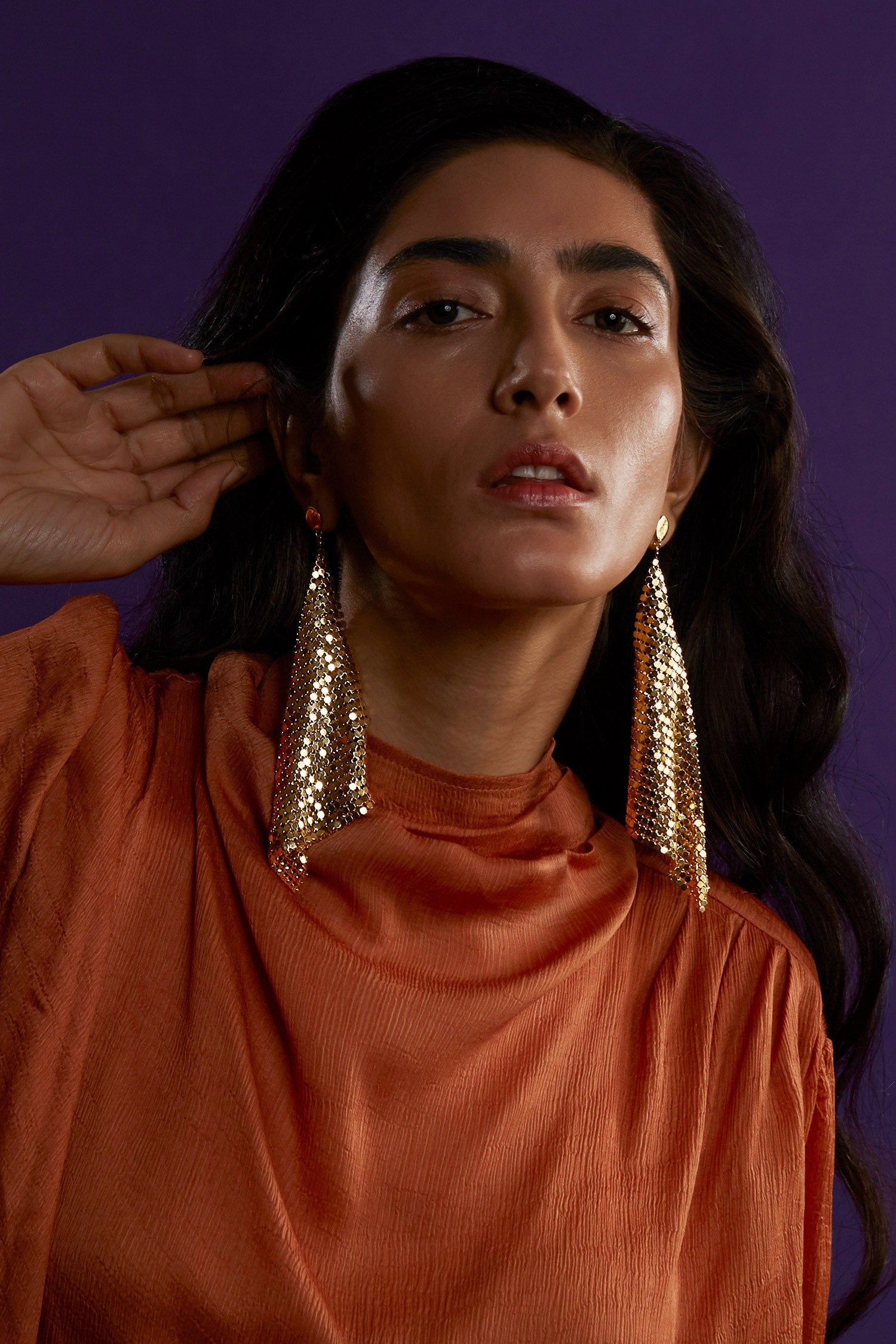 Handcrafted Mesh Tassel Earrings 