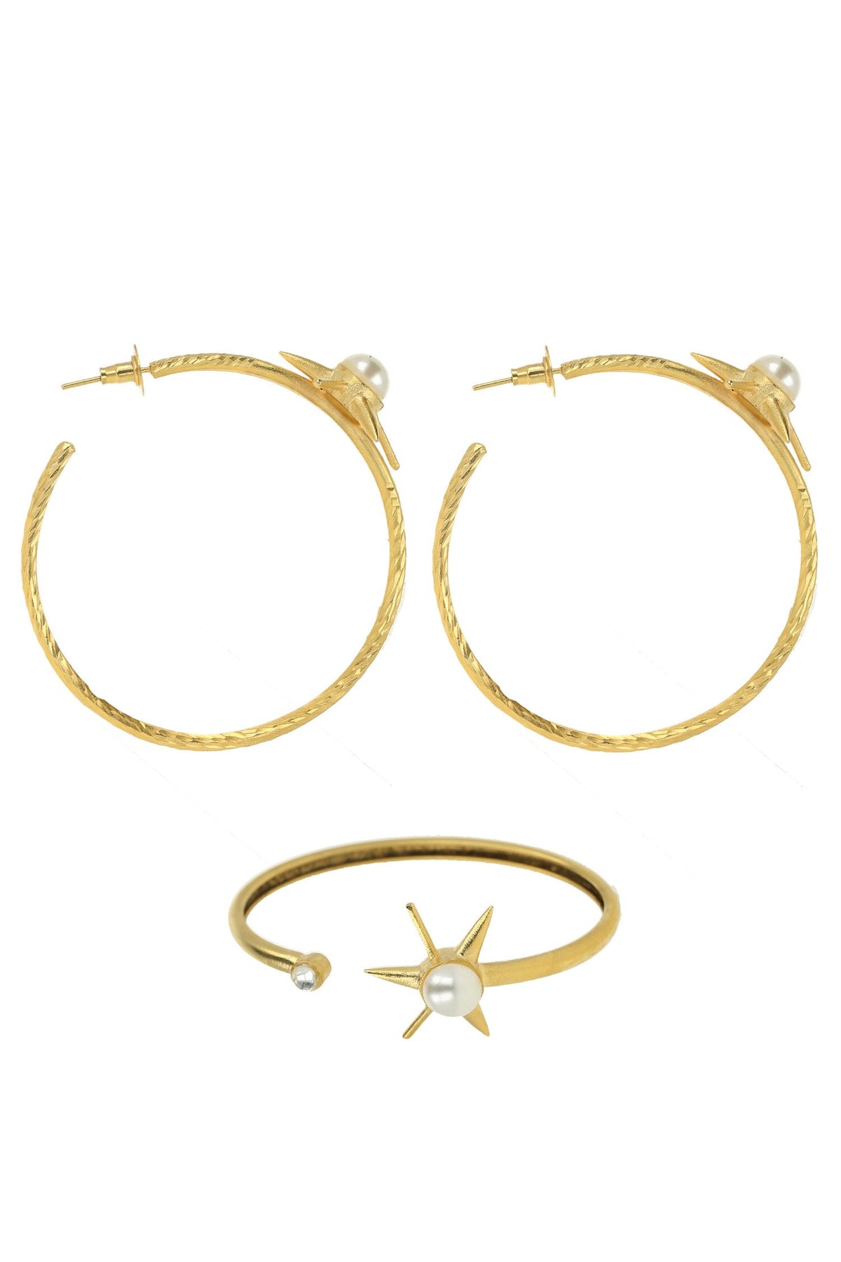 Star Pattern Bracelet & Hoop Earrings Set 