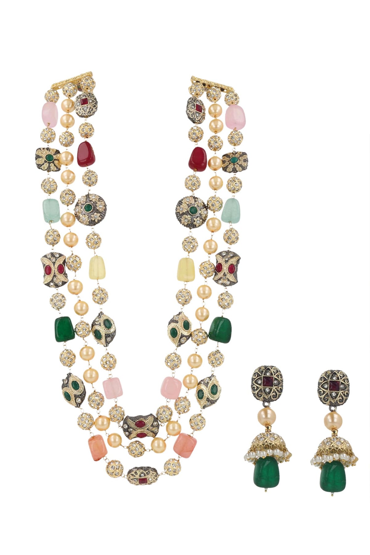 Multi Beaded Long Necklace Set 