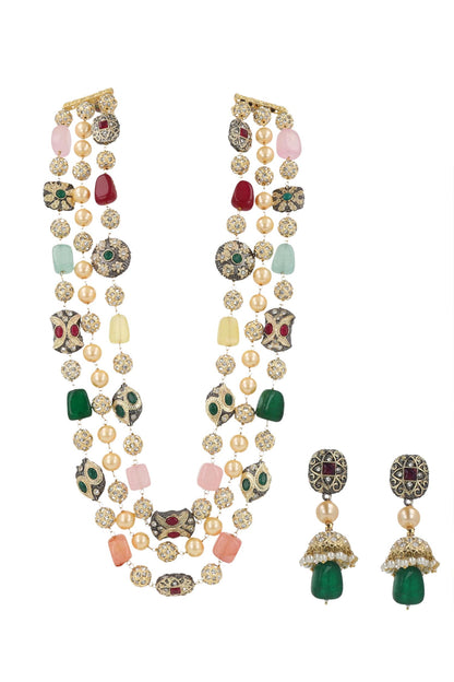 Multi Beaded Long Necklace Set 