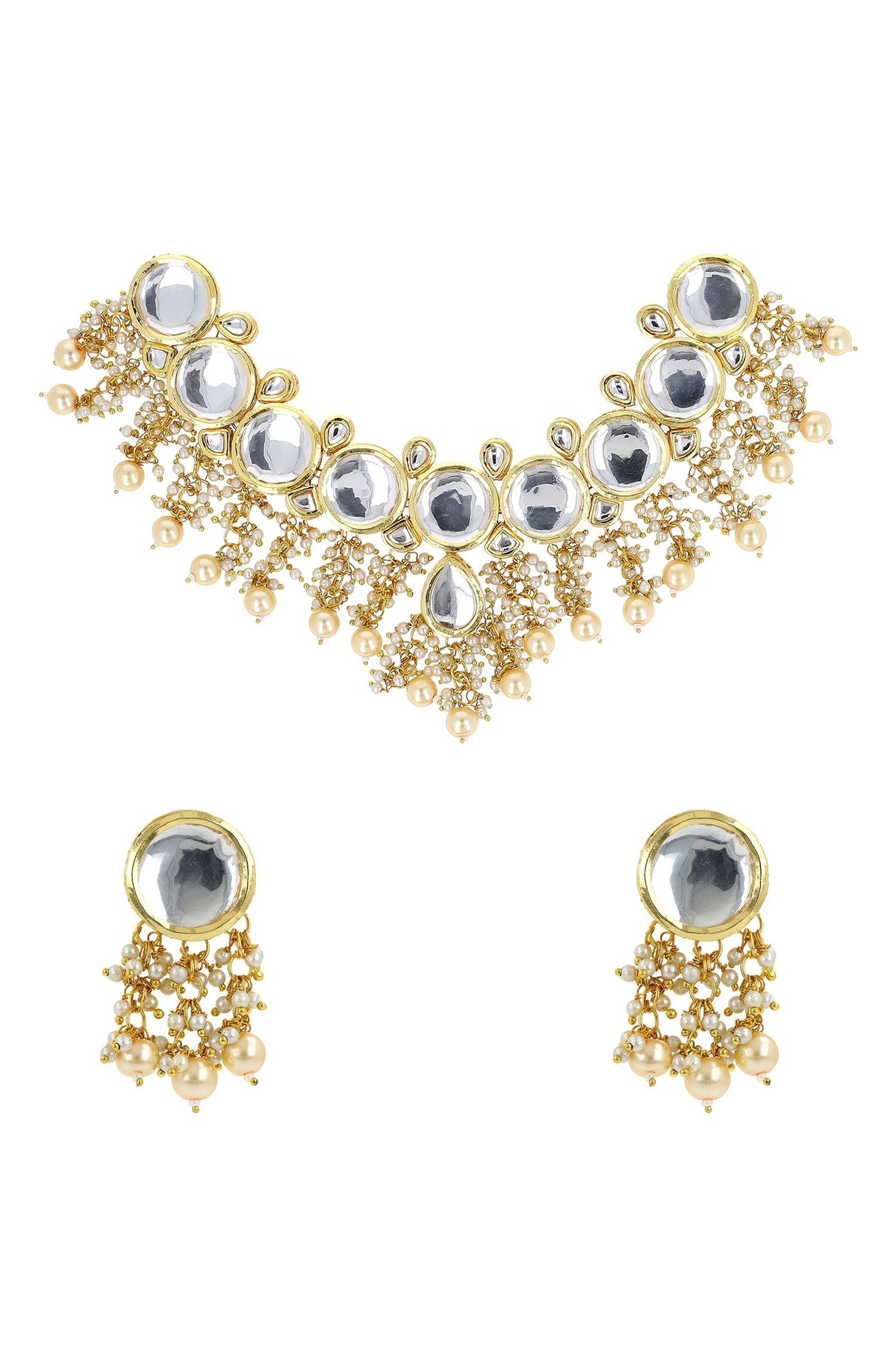 Kundan Stone Embellished Necklace Set 