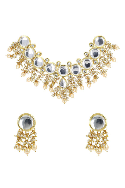 Kundan Stone Embellished Necklace Set 