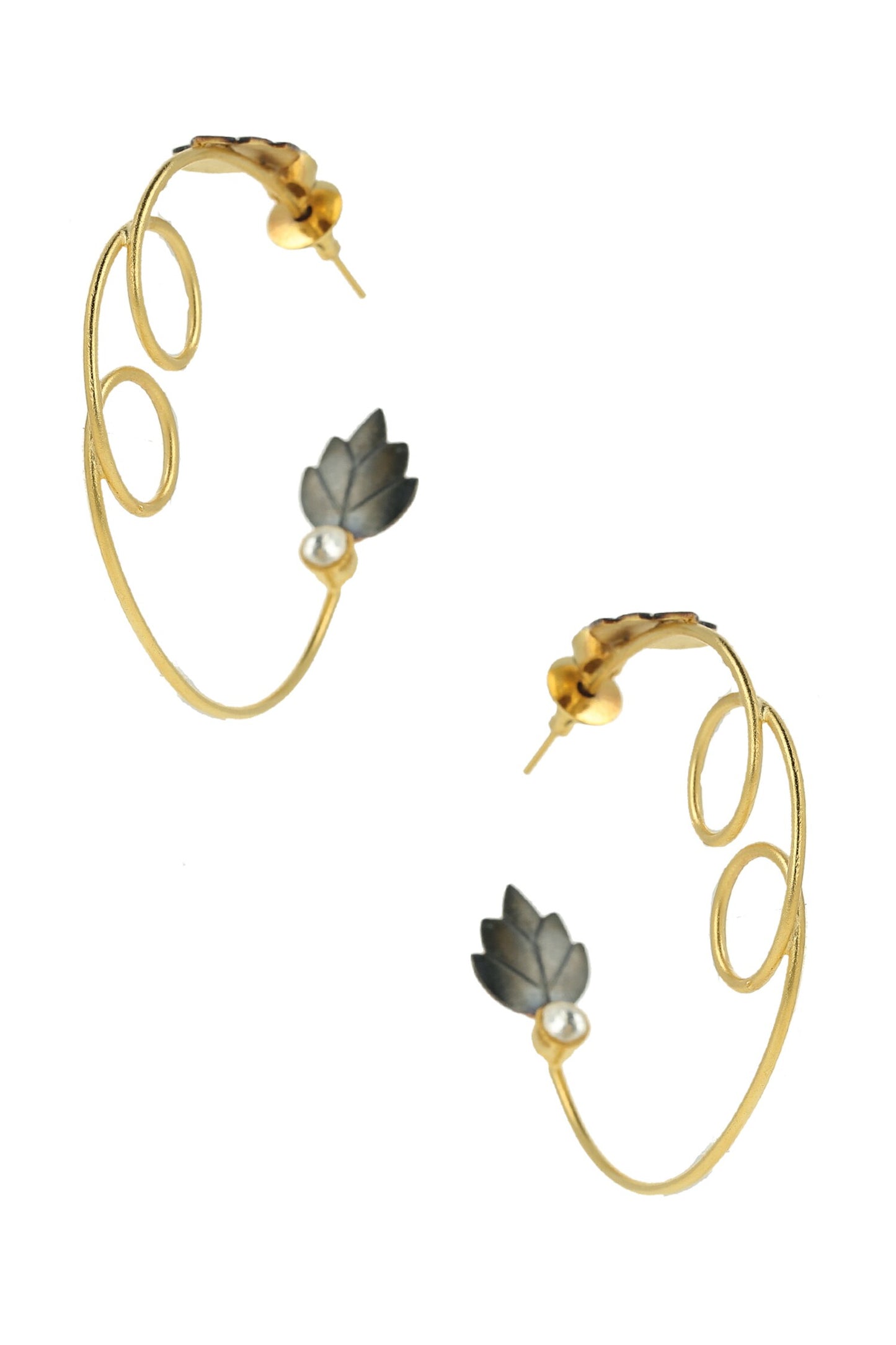 Pearl Embedded Hoop Earrings 