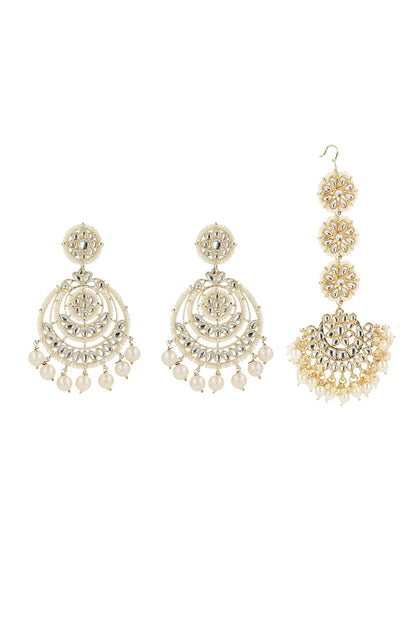 Pearl Drop Chandbalis With Maangtikka 