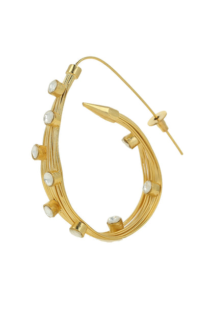 Stones Embellished Hoop Earrings 