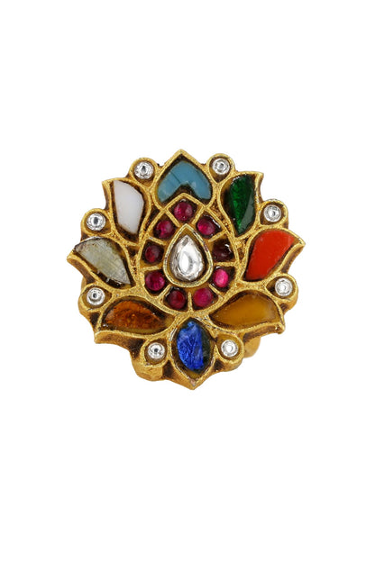Lotus Shape Embellished Ring 
