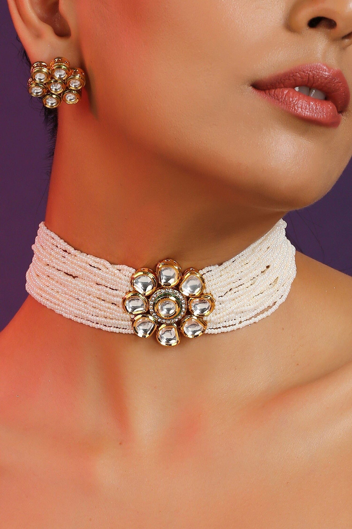 Floral Embellished Choker Set 