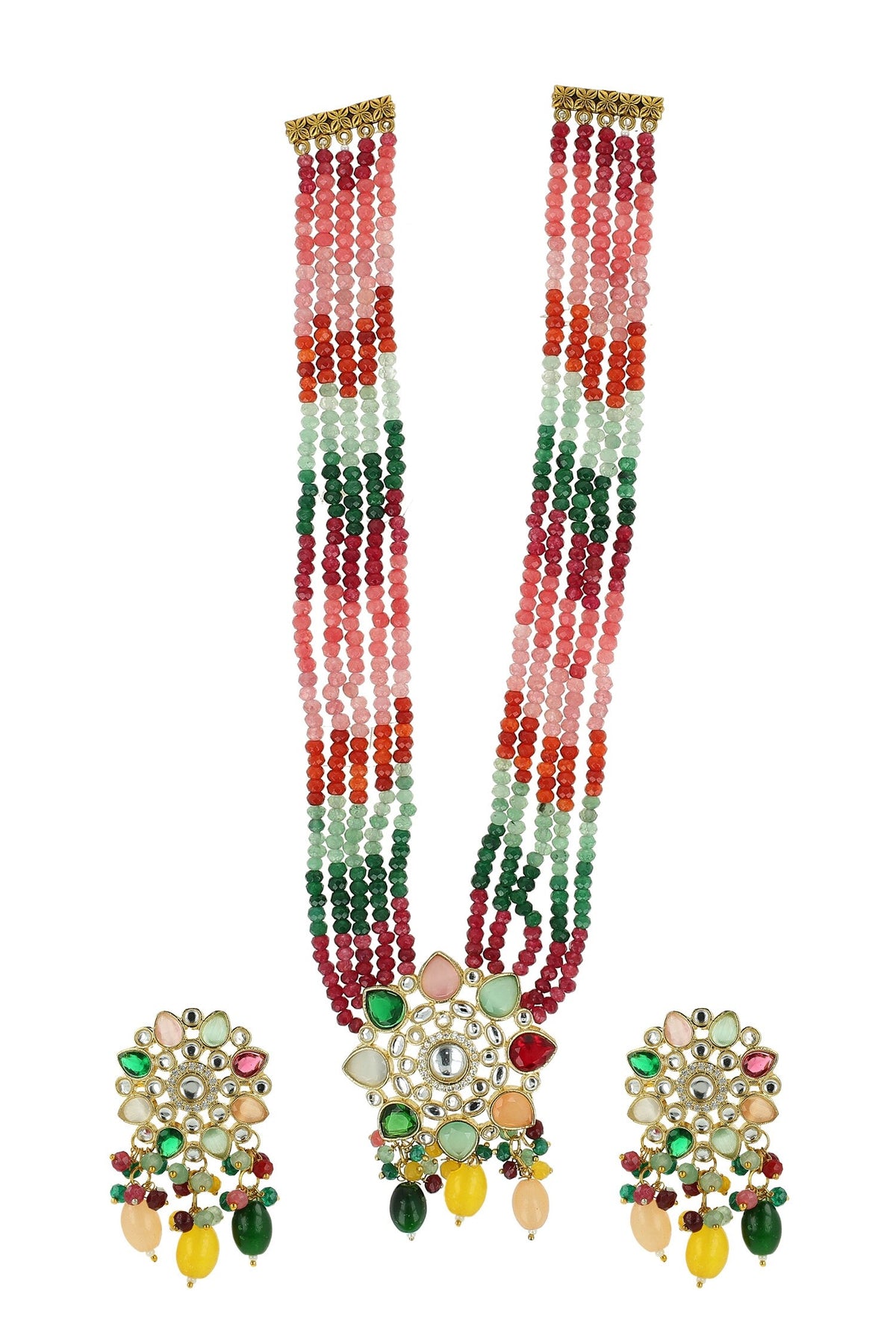Navaratna Stone Embellished Necklace Set 