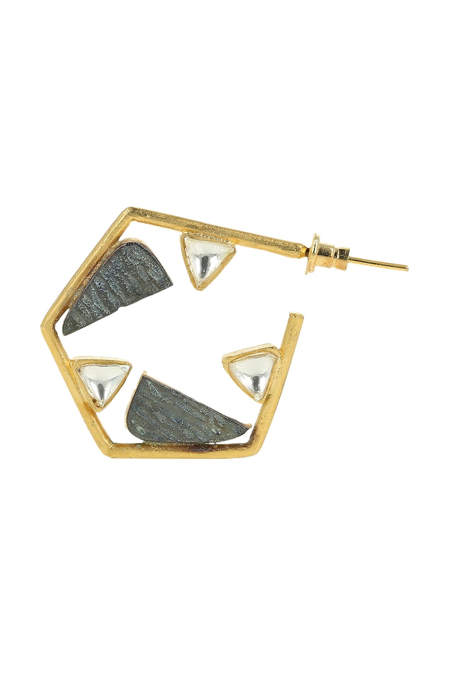 Hexagon Embellished Hoop Earrings 