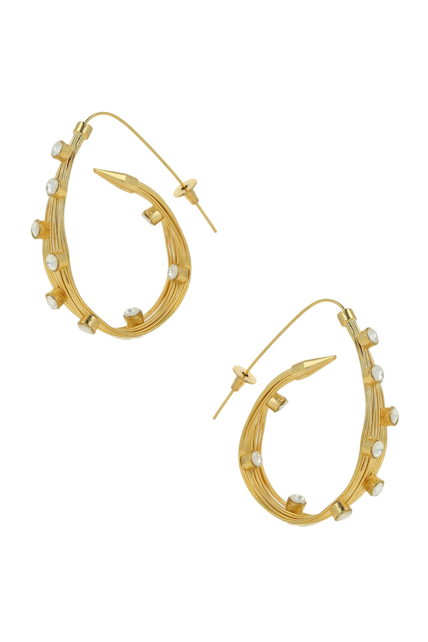 Stones Embellished Hoop Earrings 