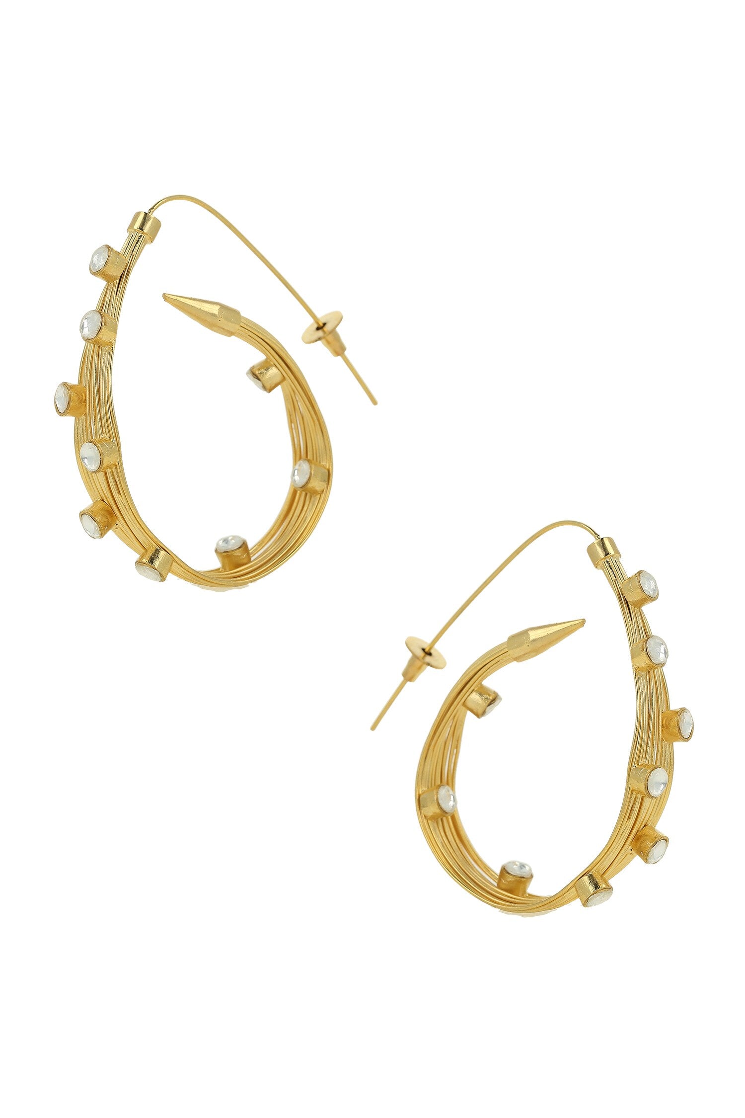 Stones Embellished Hoop Earrings 