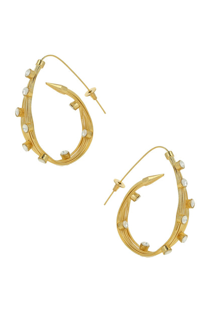Stones Embellished Hoop Earrings 