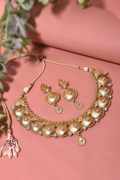 Embellished Temple Necklace Set 