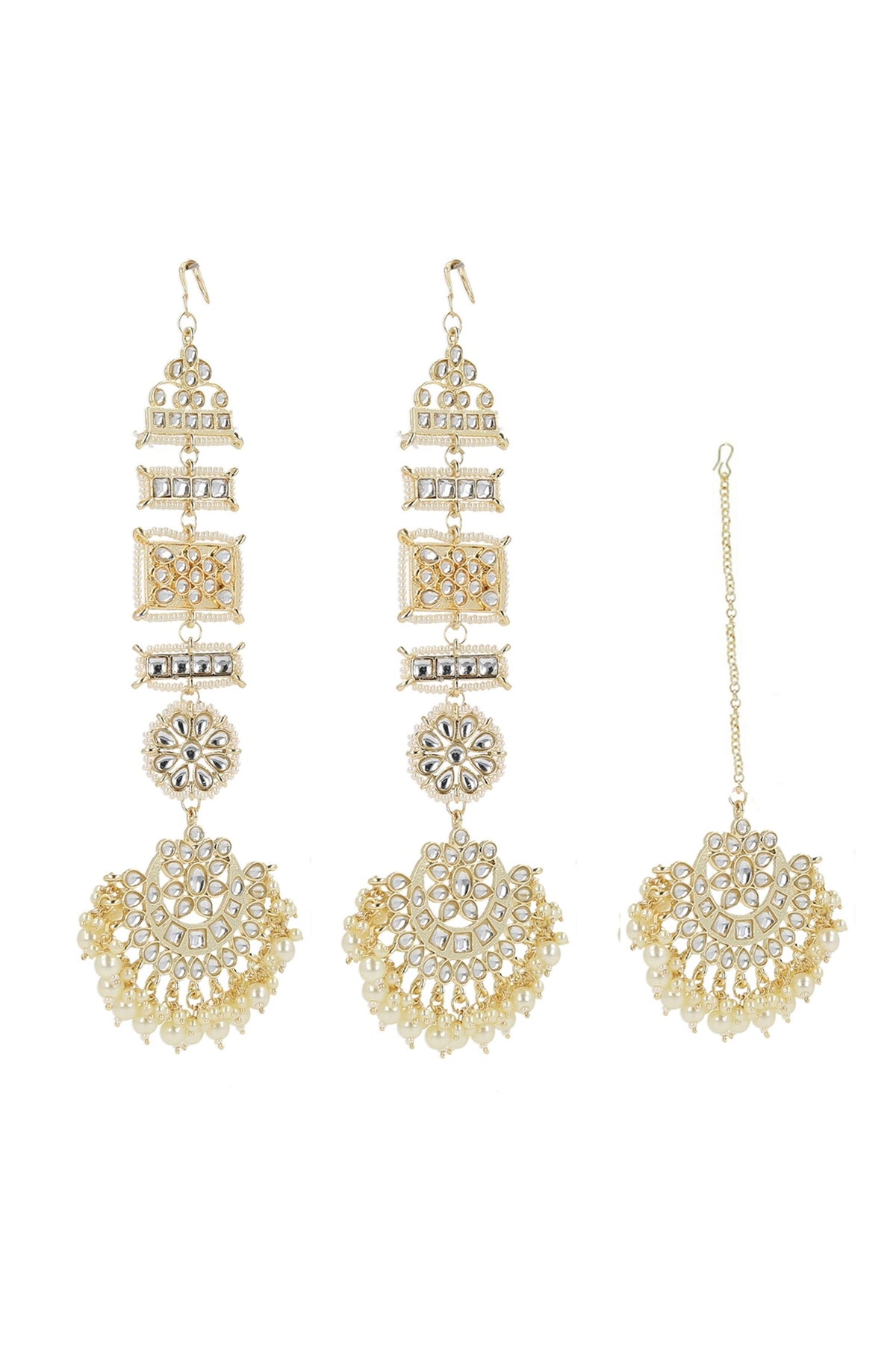Stone Studded Chandbalis With Maangtikka 
