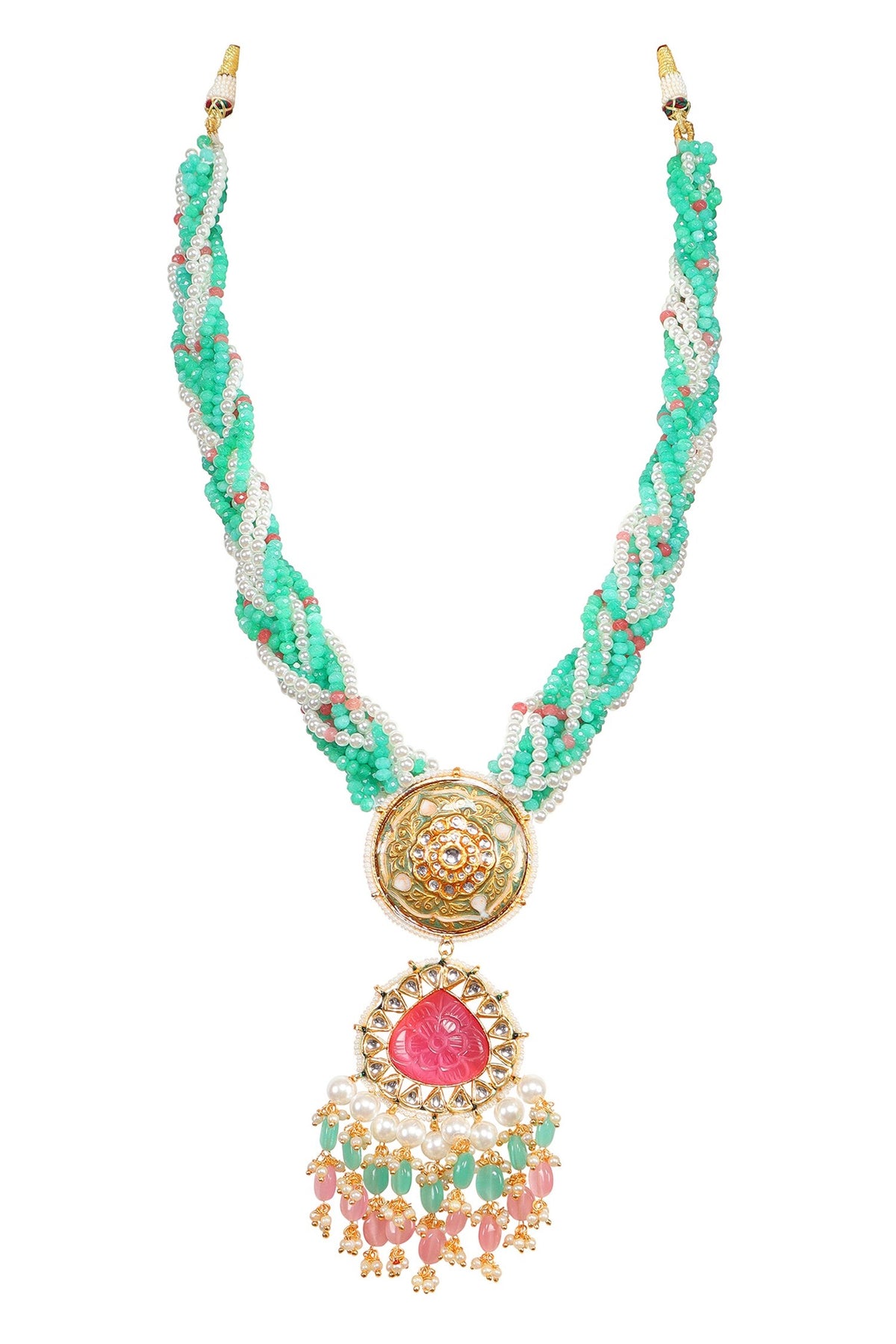 Kundan & Stone Embellished Pendant Necklace Set 