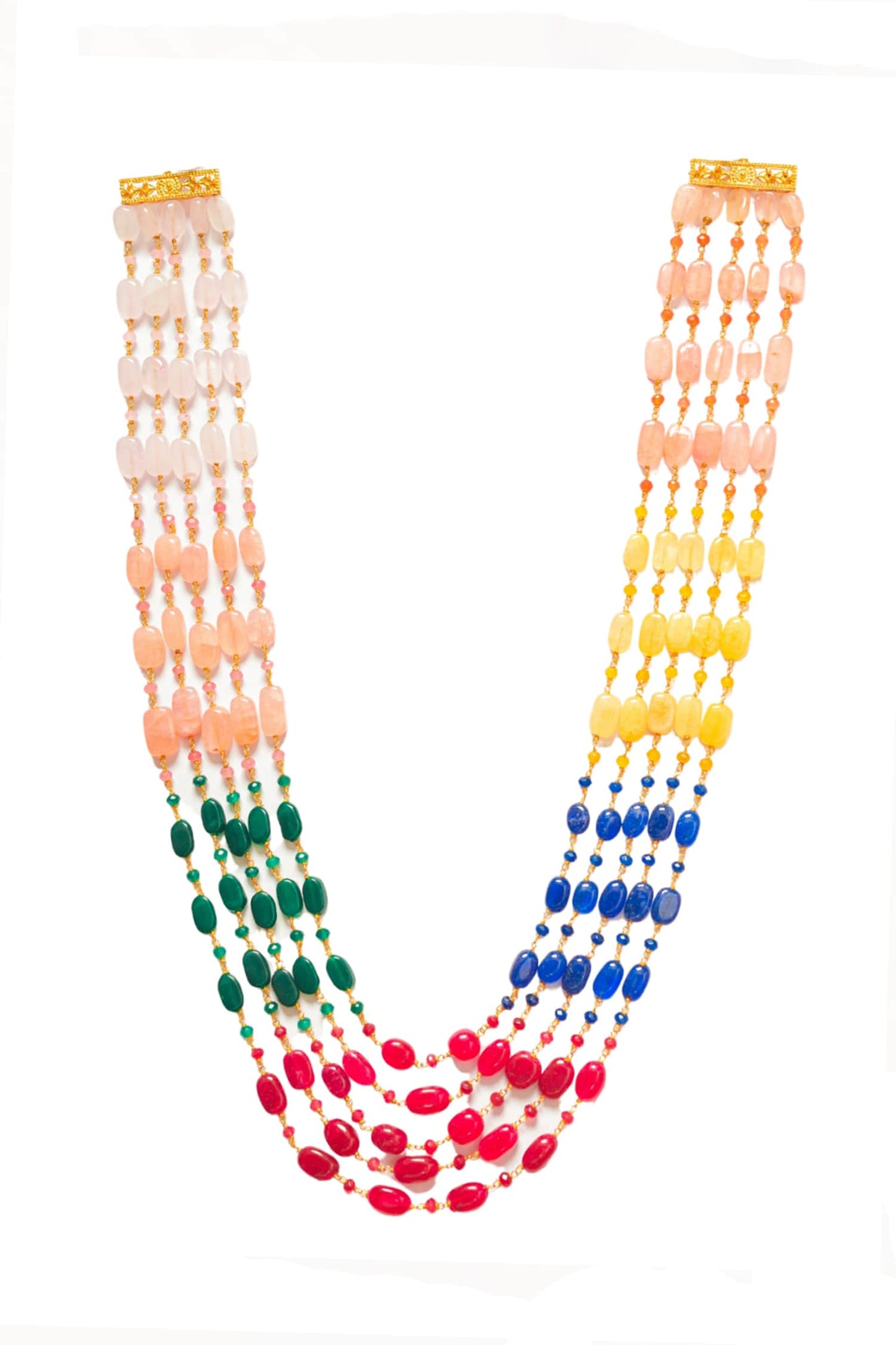Multi Color Layered Onyx Stone Necklace 