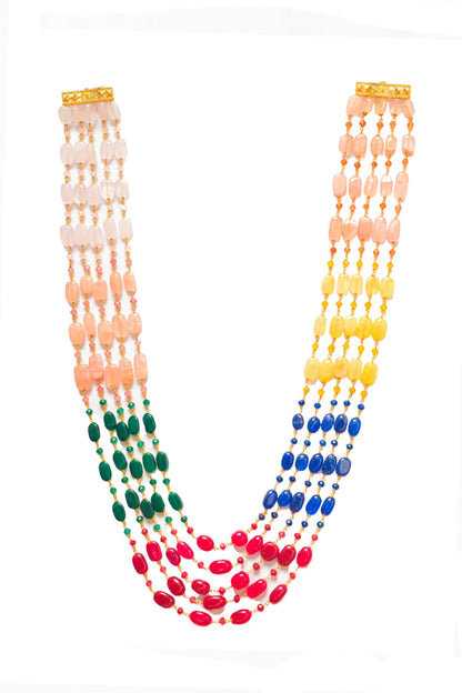 Multi Color Layered Onyx Stone Necklace 